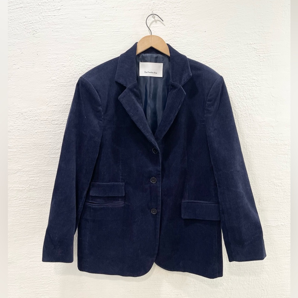 The Frankie Shop Lydian Corduroy Blazer Navy